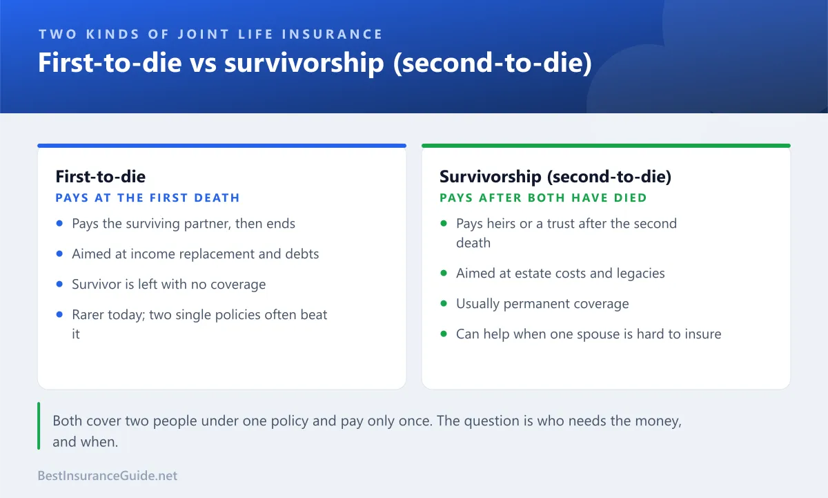 Comparison of first-to-die and survivorship second-to-die joint life insurance