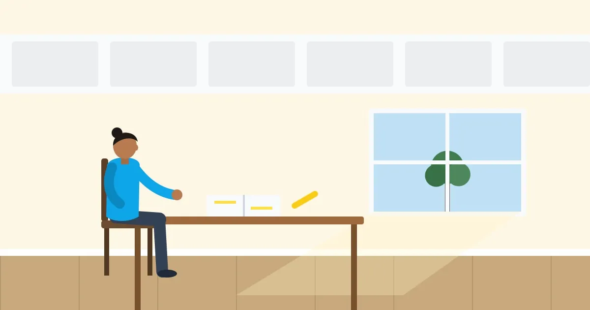Illustration of a person highlighting terms in a health insurance booklet at a sunny kitchen table