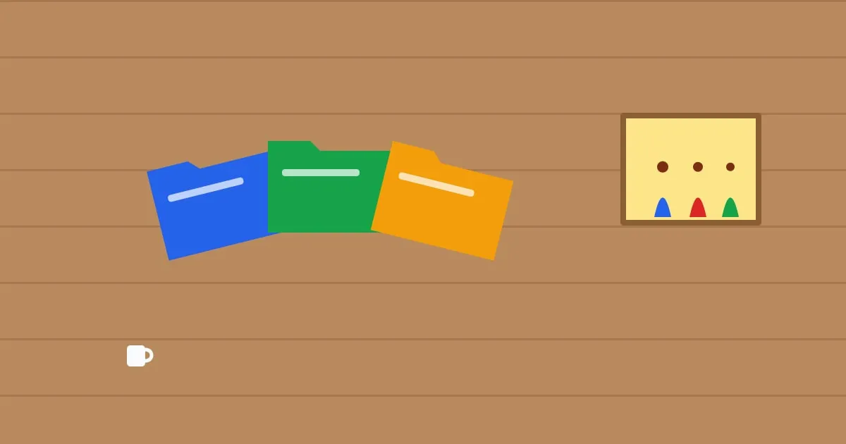 Illustration of three life insurance policy folders fanned out on a table beside a framed family photo