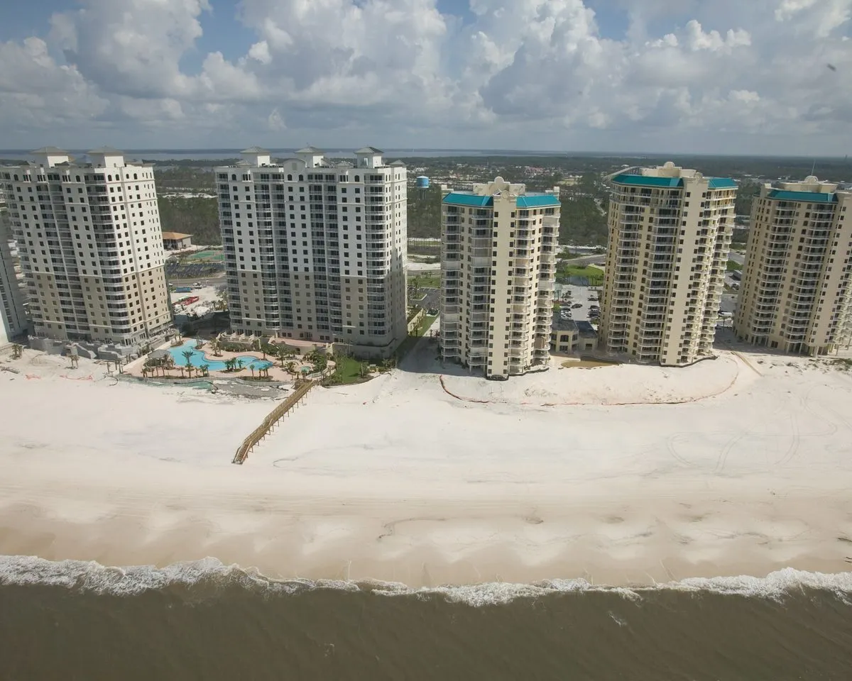 Condominium towers on Florida's Perdido Key after Hurricane Dennis in July 2005